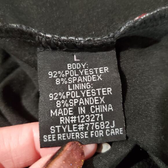 Vtg Justify Y2K Ditsy Dark Floral Ribbed Square Neck Bow Dress L Whimsigoth 90s - Picture 9 of 14